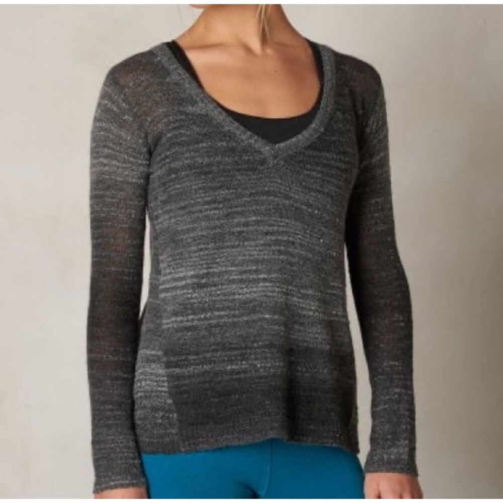 PRANA Wool Blend Ombré Split Back Gradient Pullover Cozy Sweater, Sz M